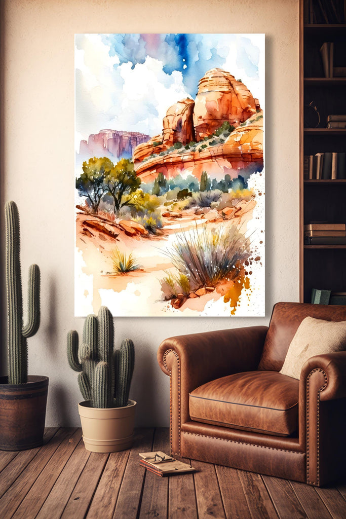 Watercolor Sedona Print Arizona Southwest Wall Art Landscape Art Gift Desert Home Western Decor