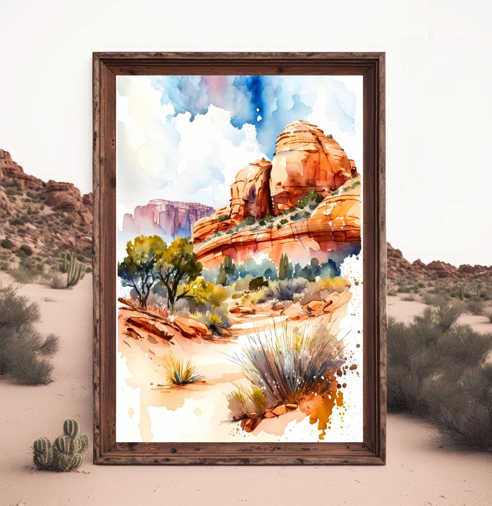 Watercolor Sedona Print Arizona Southwest Wall Art Landscape Art Gift Desert Home Western Decor