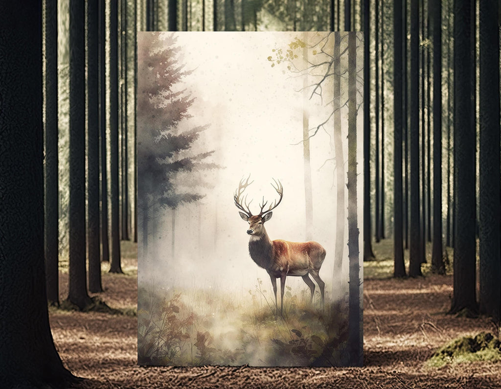 Deer Painting Rustic Woodland Animals Forest Wall Art Nature Inspired Hunting Gifts For Men Wild Animal Woodland Nursery Cabin Decor