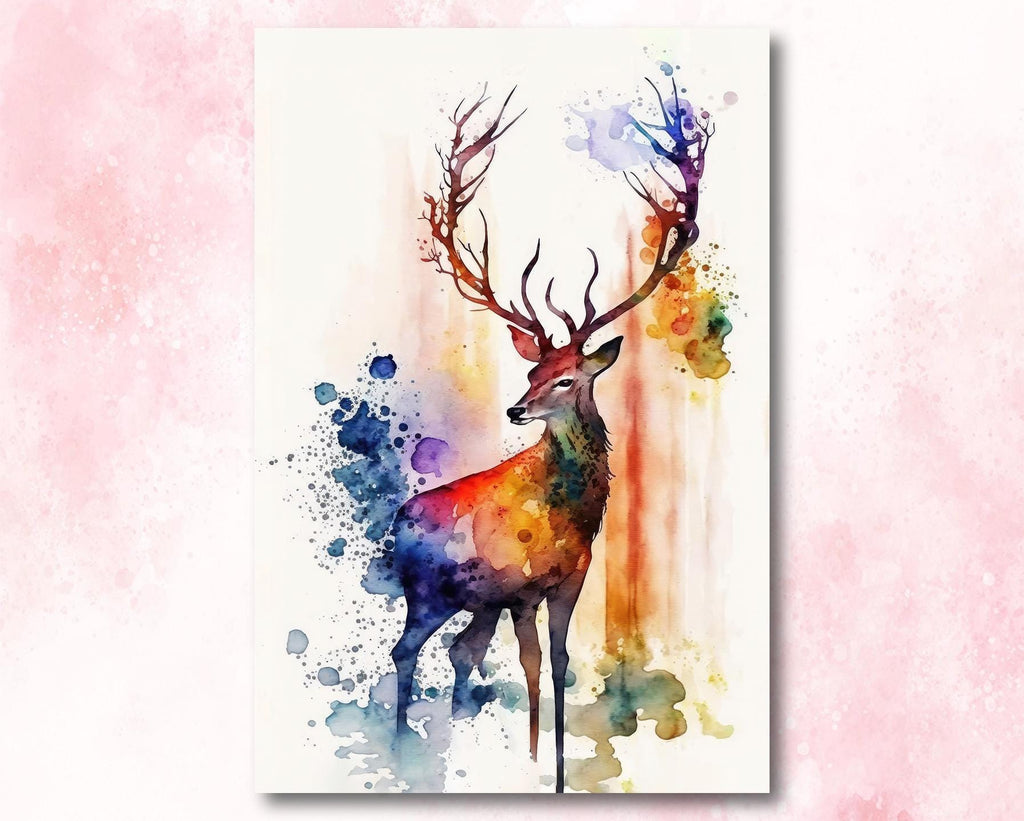 Deer Painting Rustic Woodland Animals Forest Wall Art Nature Inspired Hunting Gifts For Men Wild Animal Woodland Nursery Cabin Decor
