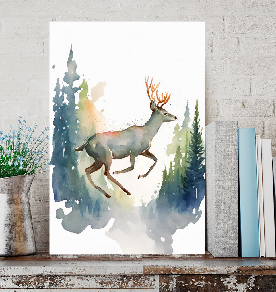 Deer Painting Rustic Woodland Animals Forest Wall Art Nature Inspired Hunting Gifts For Men Wild Animal Woodland Nursery Cabin Decor