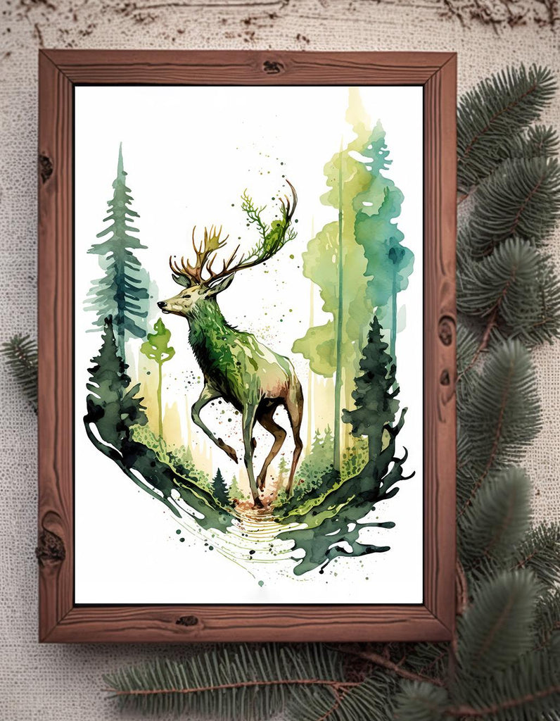 Deer Painting Rustic Woodland Animals Forest Wall Art Nature Inspired Hunting Gifts For Men Wild Animal Woodland Nursery Cabin Decor