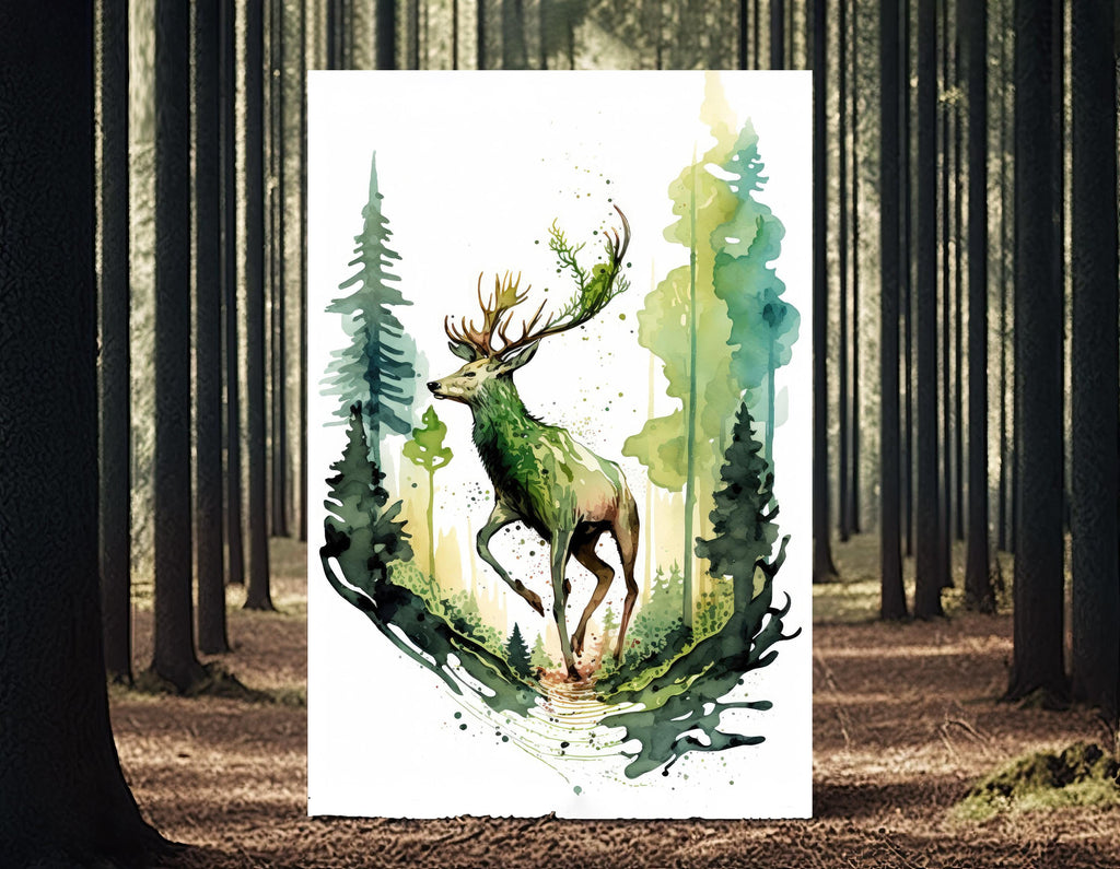 Deer Painting Rustic Woodland Animals Forest Wall Art Nature Inspired Hunting Gifts For Men Wild Animal Woodland Nursery Cabin Decor