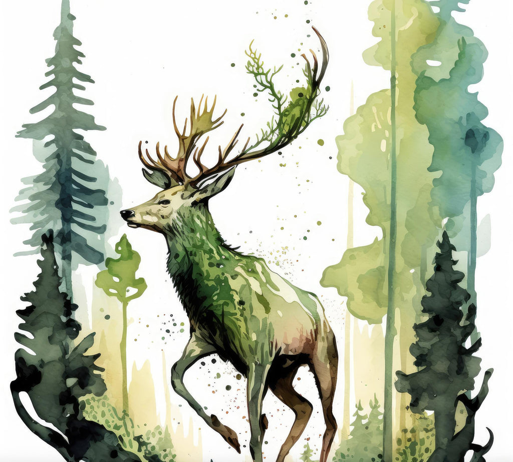 Deer Painting Rustic Woodland Animals Forest Wall Art Nature Inspired Hunting Gifts For Men Wild Animal Woodland Nursery Cabin Decor