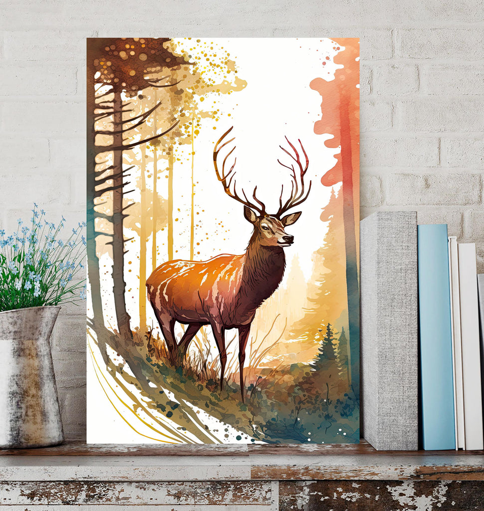 Deer Painting Rustic Woodland Animals Forest Wall Art Nature Inspired Hunting Gifts For Men Wild Animal Woodland Nursery Cabin Decor