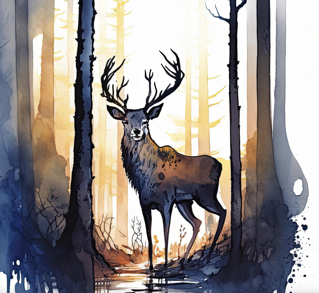 Deer Painting Rustic Woodland Animals Forest Wall Art Nature Inspired Hunting Gifts For Men Wild Animal Woodland Nursery Cabin Decor