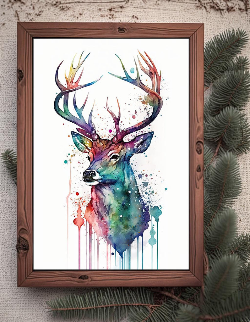 Deer Painting Rustic Woodland Animals Forest Wall Art Nature Inspired Hunting Gifts For Men Wild Animal Woodland Nursery Cabin Decor