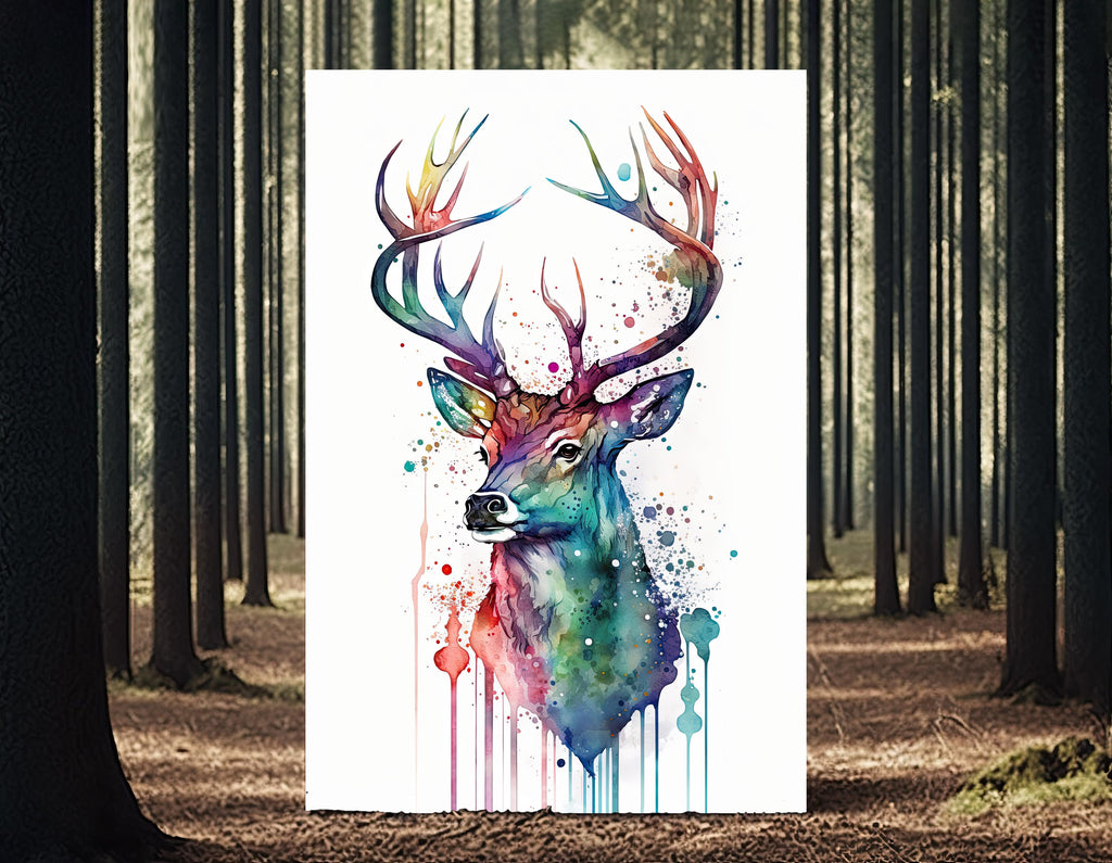 Deer Painting Rustic Woodland Animals Forest Wall Art Nature Inspired Hunting Gifts For Men Wild Animal Woodland Nursery Cabin Decor