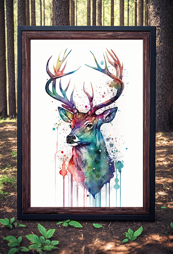 Deer Painting Rustic Woodland Animals Forest Wall Art Nature Inspired Hunting Gifts For Men Wild Animal Woodland Nursery Cabin Decor