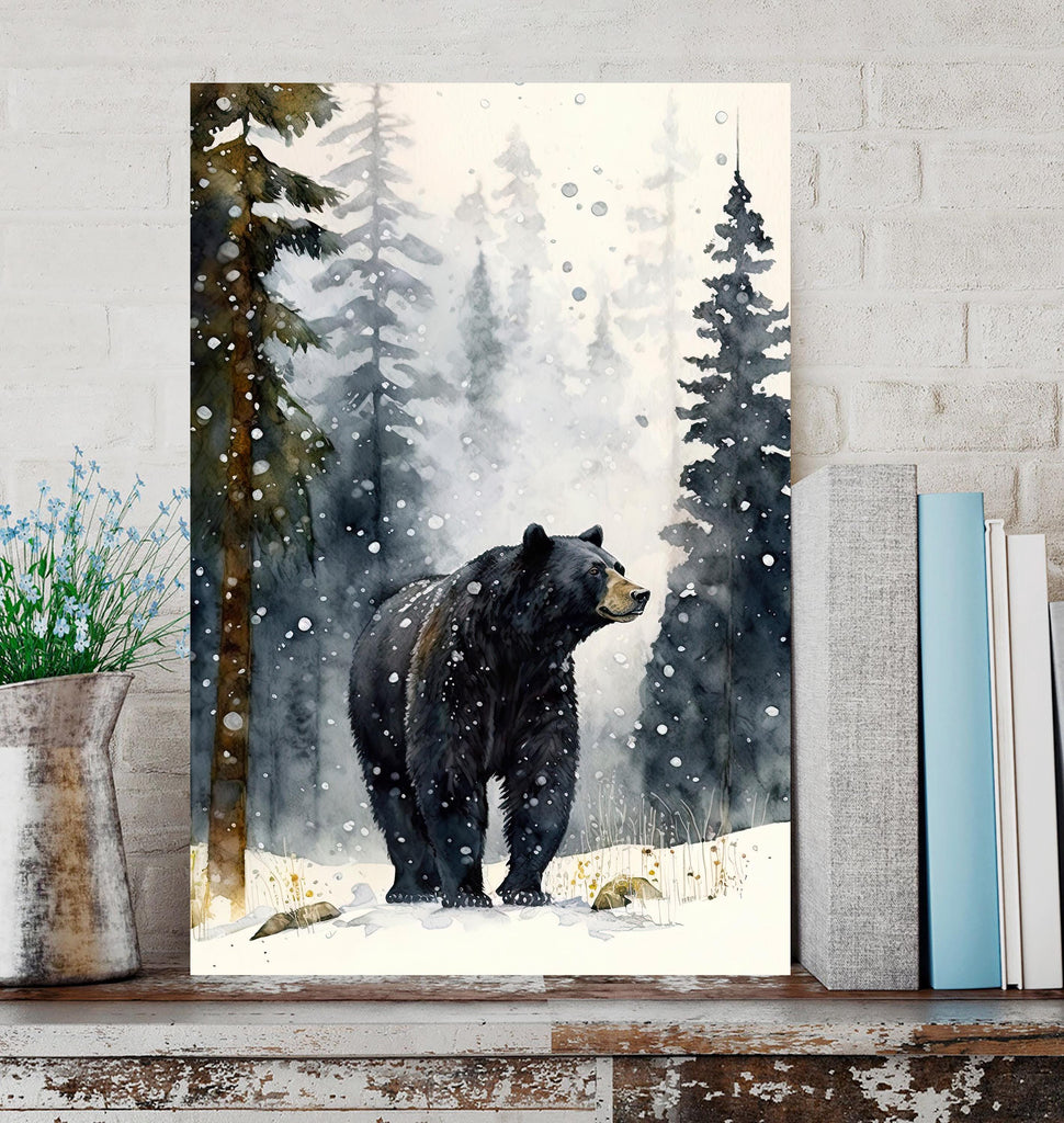 Black Bear Painting Artwork Watercolor Print Animal Portrait Nature Inspired Forest Wall Art Gift Woodland Nursery Decor