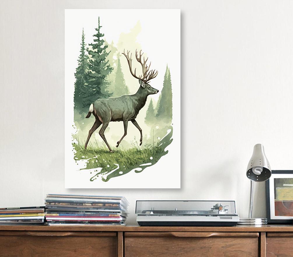 Deer Painting Rustic Woodland Animals Forest Wall Art Nature Inspired Hunting Gifts For Men Wild Animal Woodland Nursery Cabin Decor