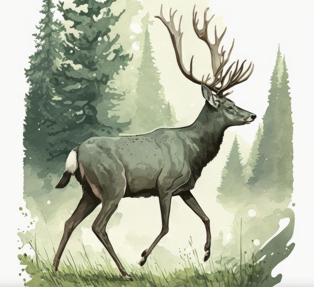Deer Painting Rustic Woodland Animals Forest Wall Art Nature Inspired Hunting Gifts For Men Wild Animal Woodland Nursery Cabin Decor