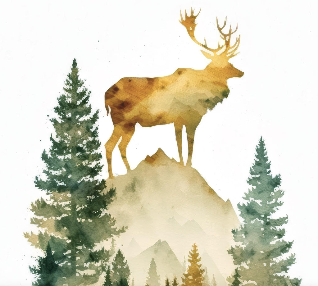 Deer Painting Rustic Woodland Animals Forest Wall Art Nature Inspired Hunting Gifts For Men Wild Animal Woodland Nursery Cabin Decor