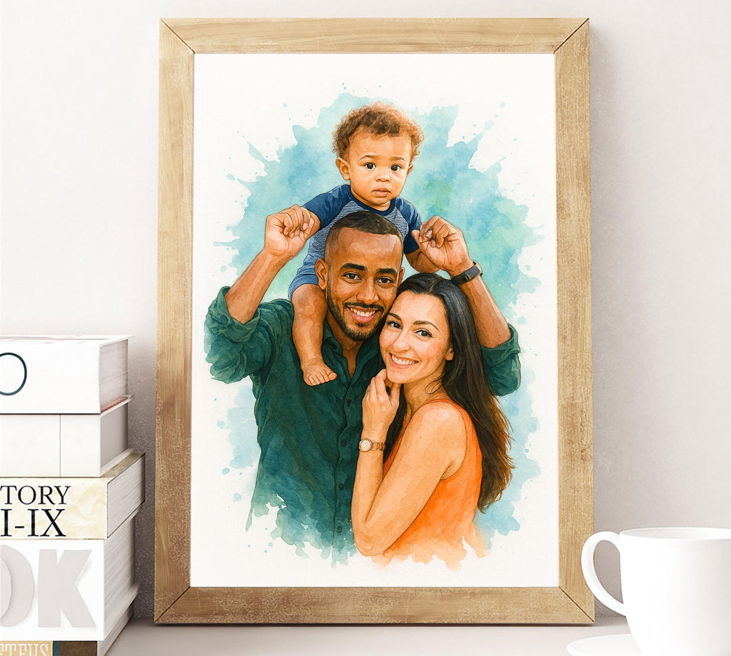 Custom Watercolor Portrait From Photo, Family painting, Pet Wall Art, Wedding Canvas, Unique and Personalized Gift Home Decor