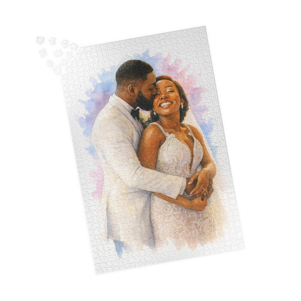 Custom Watercolor Jigsaw Puzzle, Family Portrait, Pet Lover Game, Unique Wedding Gift, Personalized Puzzle (110, 252, 500, 1014 pieces)
