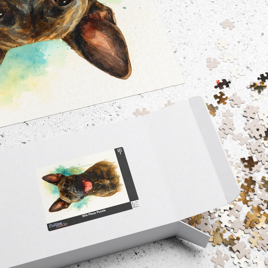 Custom Pet Jigsaw Puzzle, Personalized Dog or Cat Memorial Gift, Unique Pet Lover Keepsake, Watercolor Puzzle (110, 252, 500, 1014 pieces)
