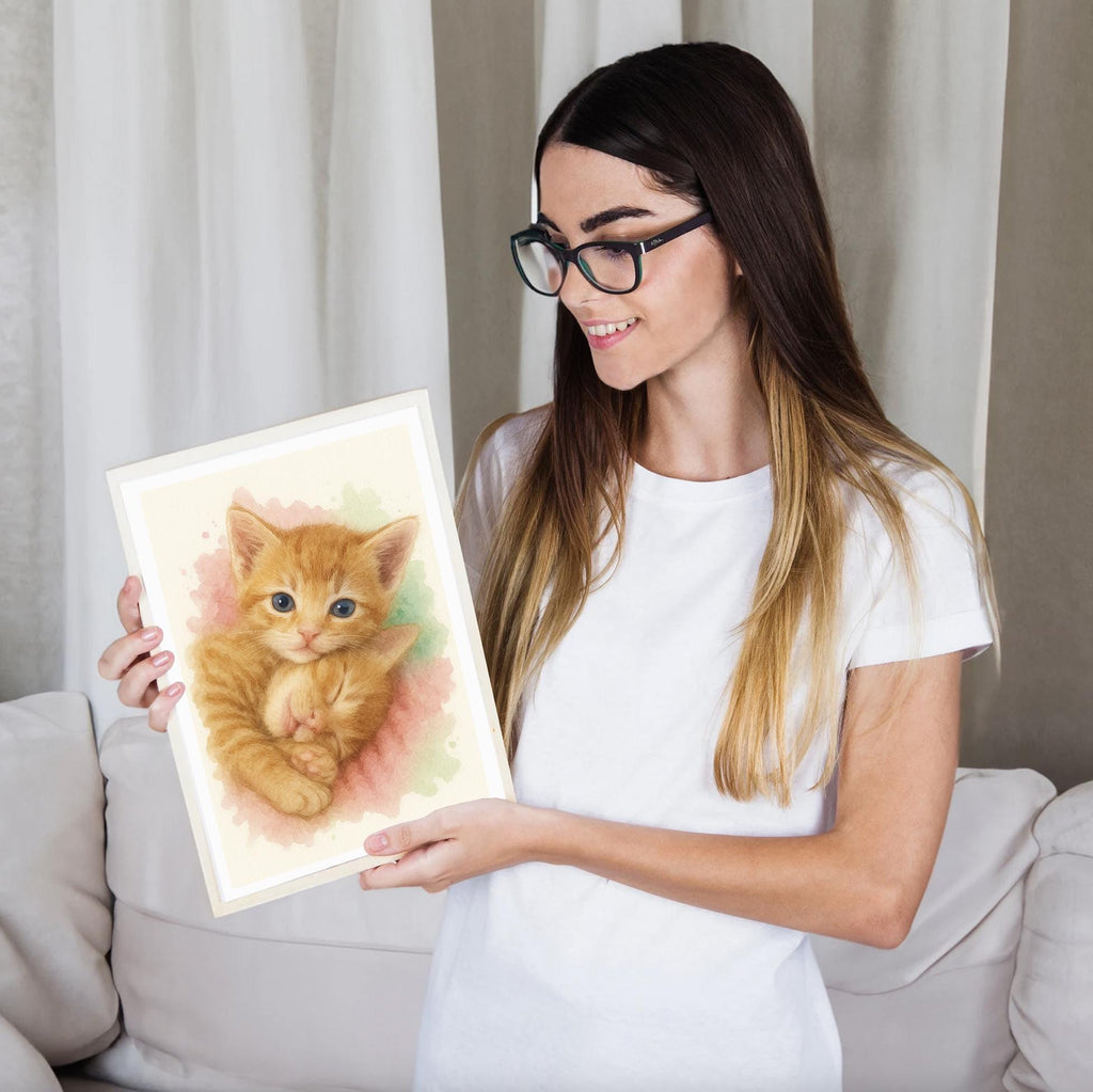 Custom Cat Pet Watercolor Portrait from Photo, Personalized Kitten Wall Art, Cat Lover Gift, Pet Memorial Keepsake Home Decor