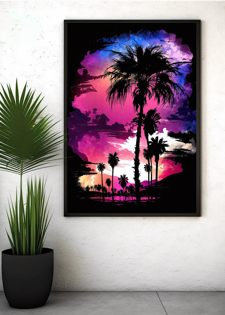 Palm Tree Sunset Art Print Watercolor Coastal Wall Art Nature Inspired Gift Tropical Beach House Home Decor