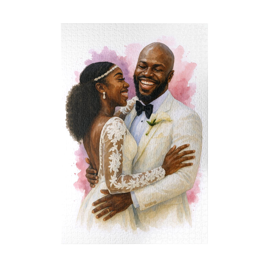 Custom Wedding Watercolor Jigsaw Puzzle From Photo, Personalized Bride and Groom Gift, Romantic Anniversary Keepsake (110 - 1014 pieces)