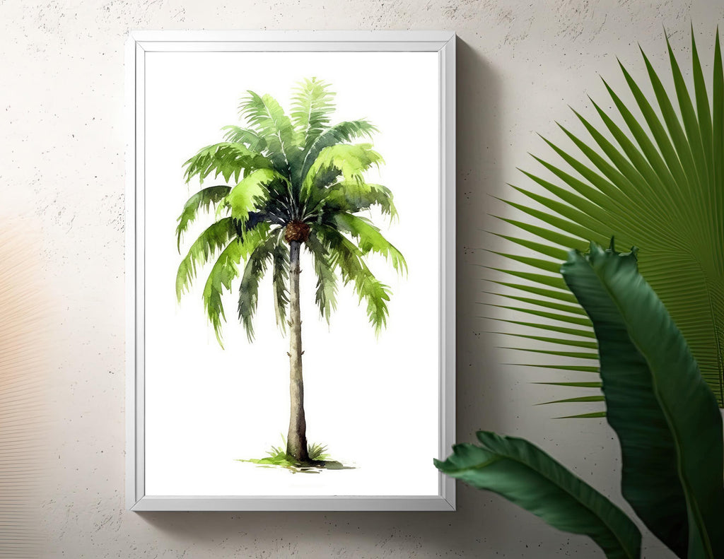 Palm Tree Botanical Art Prints Coastal Wall Art Watercolor Nature Inspired Island Summer Gift Beach House Decor