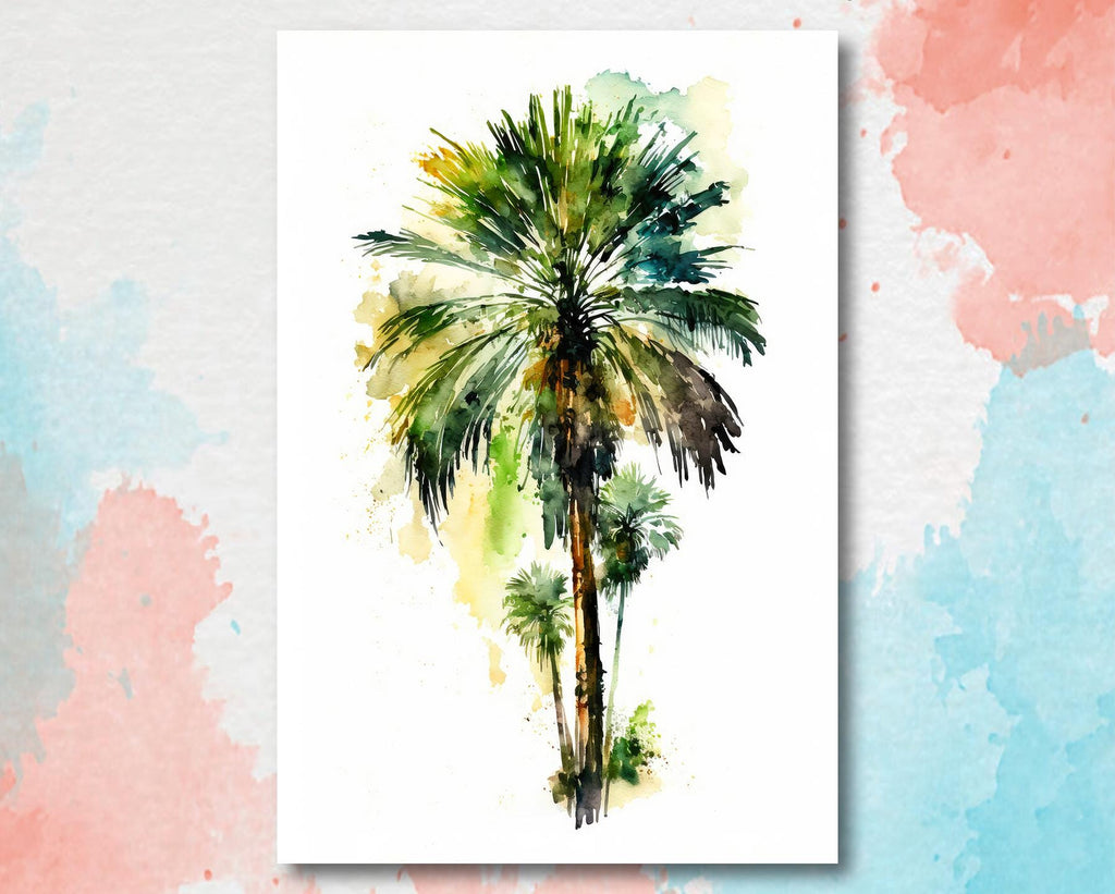 Palm Tree Botanical Art Prints Coastal Wall Art Watercolor Nature Inspired Island Summer Gift Beach House Decor