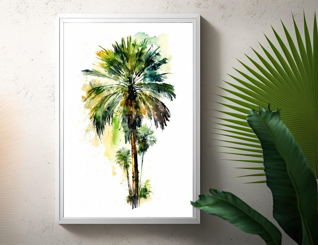 Palm Tree Botanical Art Prints Coastal Wall Art Watercolor Nature Inspired Island Summer Gift Beach House Decor