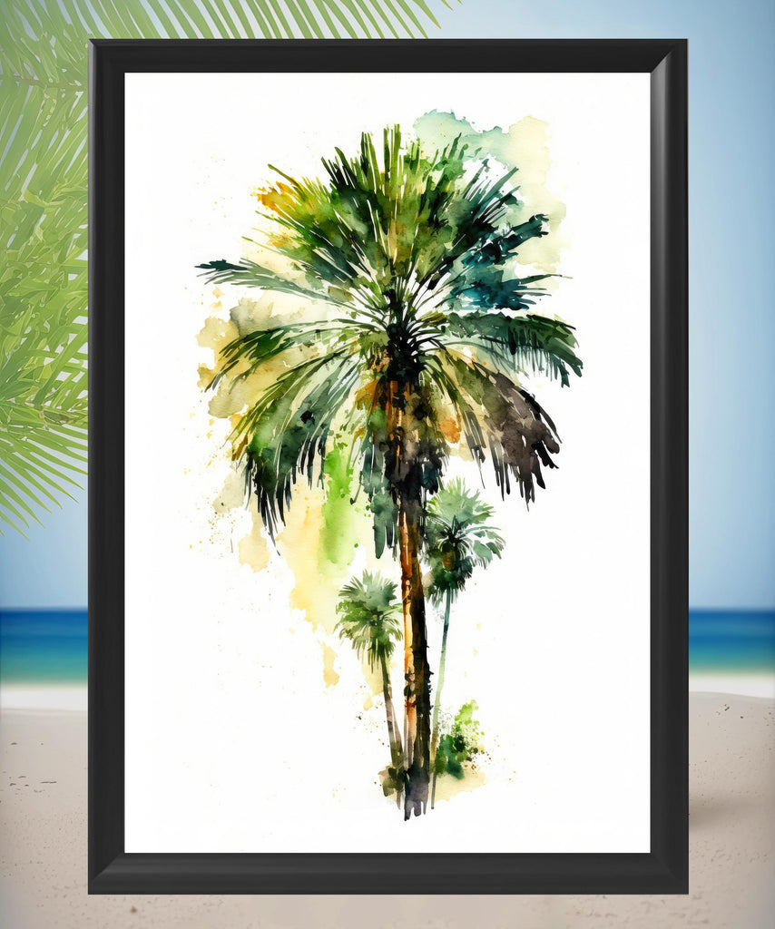Palm Tree Botanical Art Prints Coastal Wall Art Watercolor Nature Inspired Island Summer Gift Beach House Decor