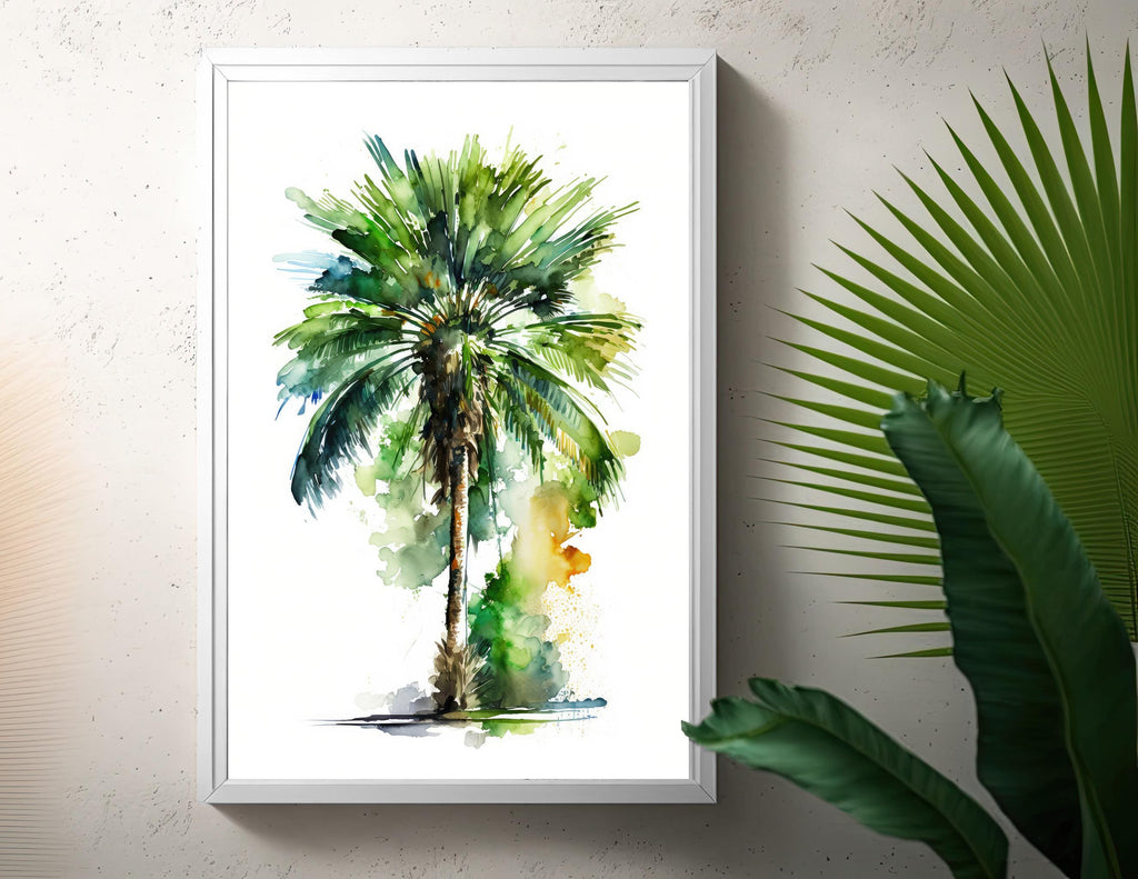 Palm Tree Botanical Art Prints Coastal Wall Art Watercolor Nature Inspired Island Summer Gift Beach House Decor