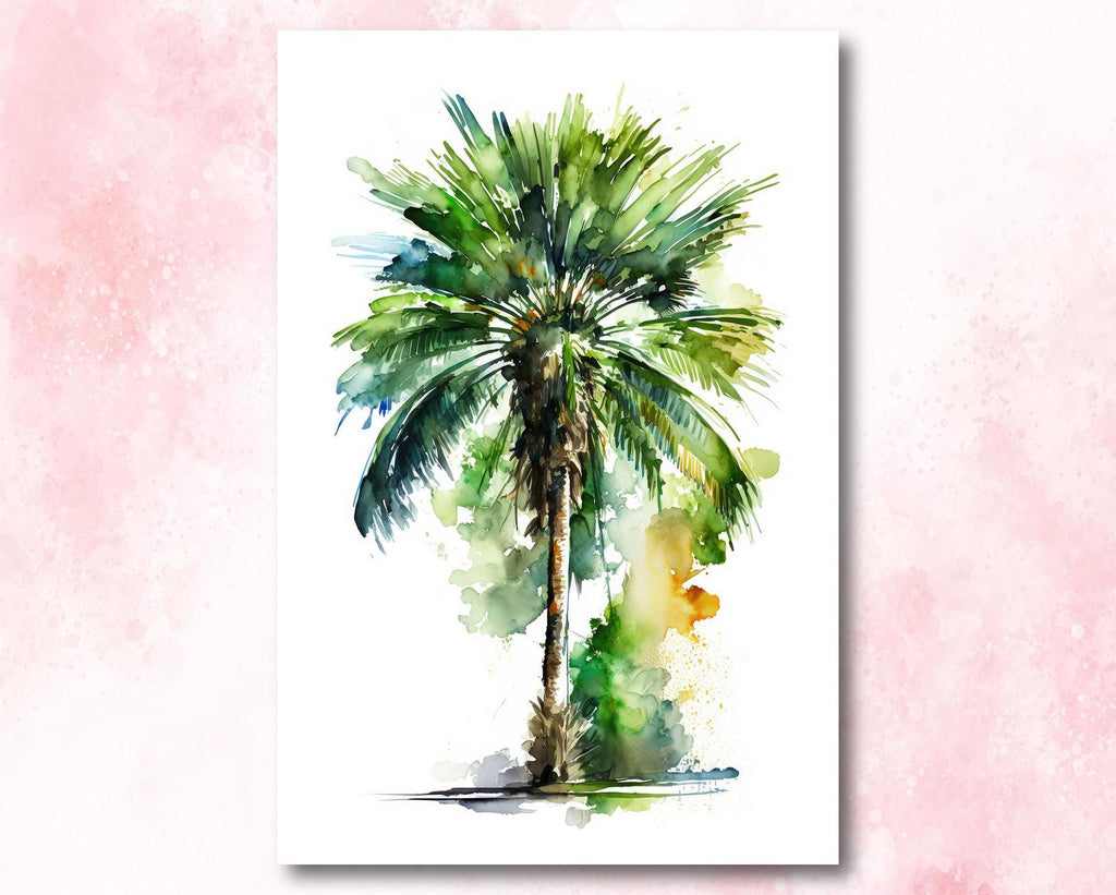 Palm Tree Botanical Art Prints Coastal Wall Art Watercolor Nature Inspired Island Summer Gift Beach House Decor