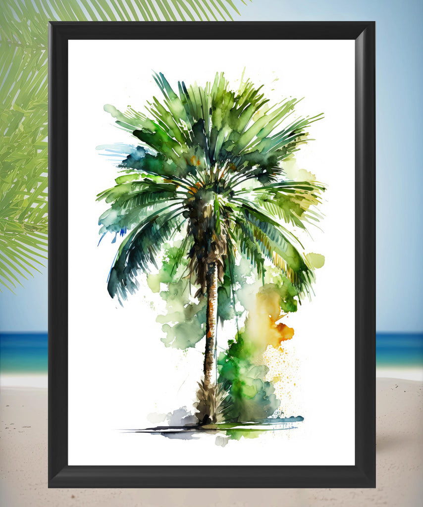 Palm Tree Botanical Art Prints Coastal Wall Art Watercolor Nature Inspired Island Summer Gift Beach House Decor