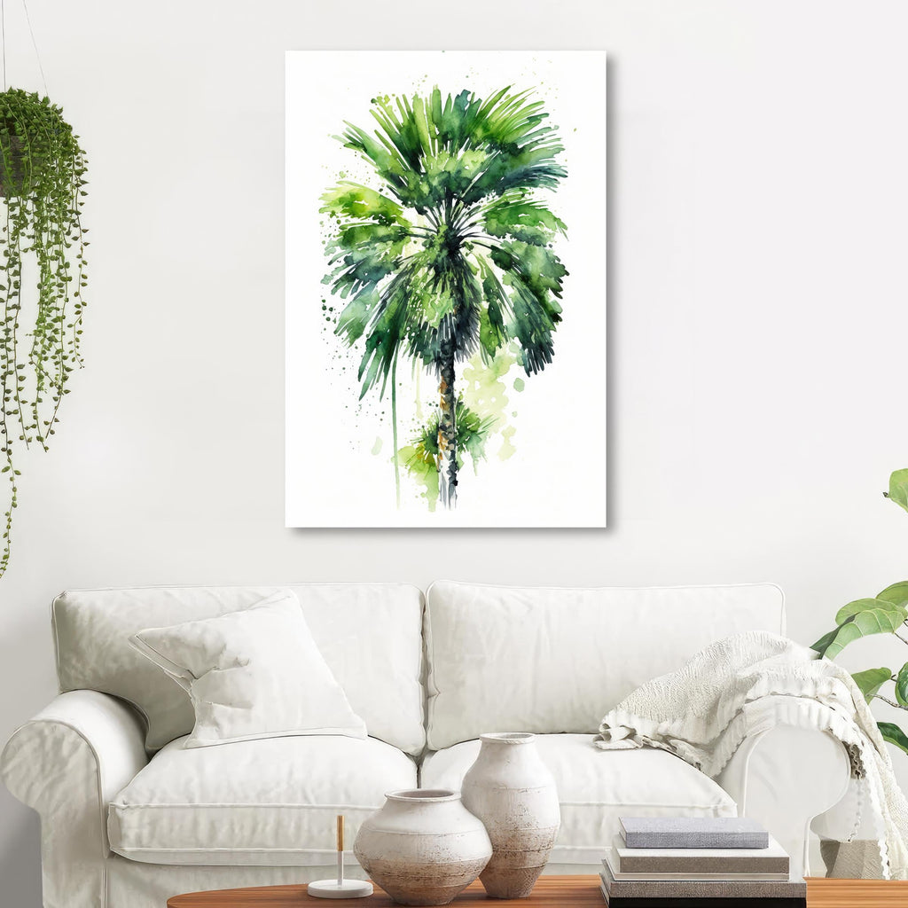 Palm Tree Botanical Art Prints Coastal Wall Art Watercolor Nature Inspired Island Summer Gift Beach House Decor