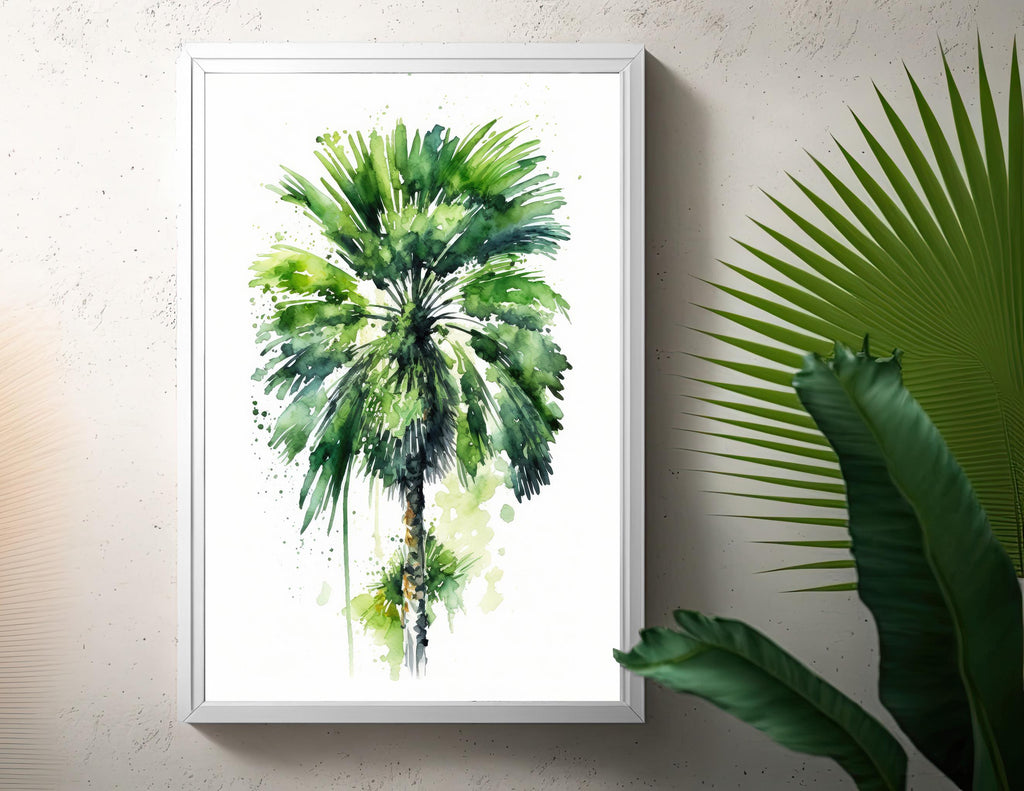 Palm Tree Botanical Art Prints Coastal Wall Art Watercolor Nature Inspired Island Summer Gift Beach House Decor