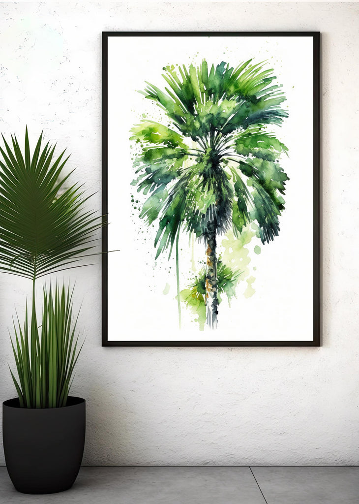Palm Tree Botanical Art Prints Coastal Wall Art Watercolor Nature Inspired Island Summer Gift Beach House Decor