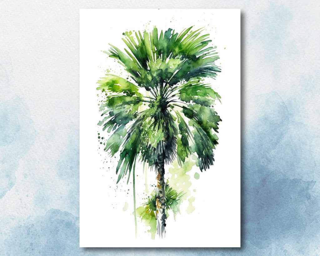 Palm Tree Botanical Art Prints Coastal Wall Art Watercolor Nature Inspired Island Summer Gift Beach House Decor