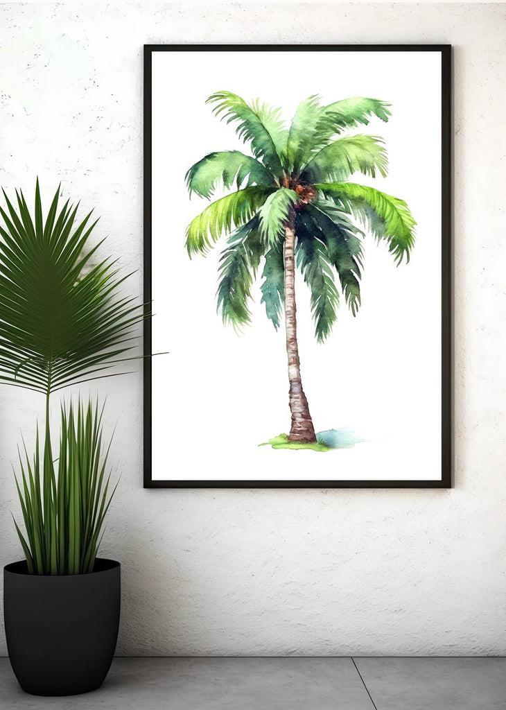 Palm Tree Botanical Art Prints Coastal Wall Art Watercolor Nature Inspired Island Summer Gift Beach House Decor
