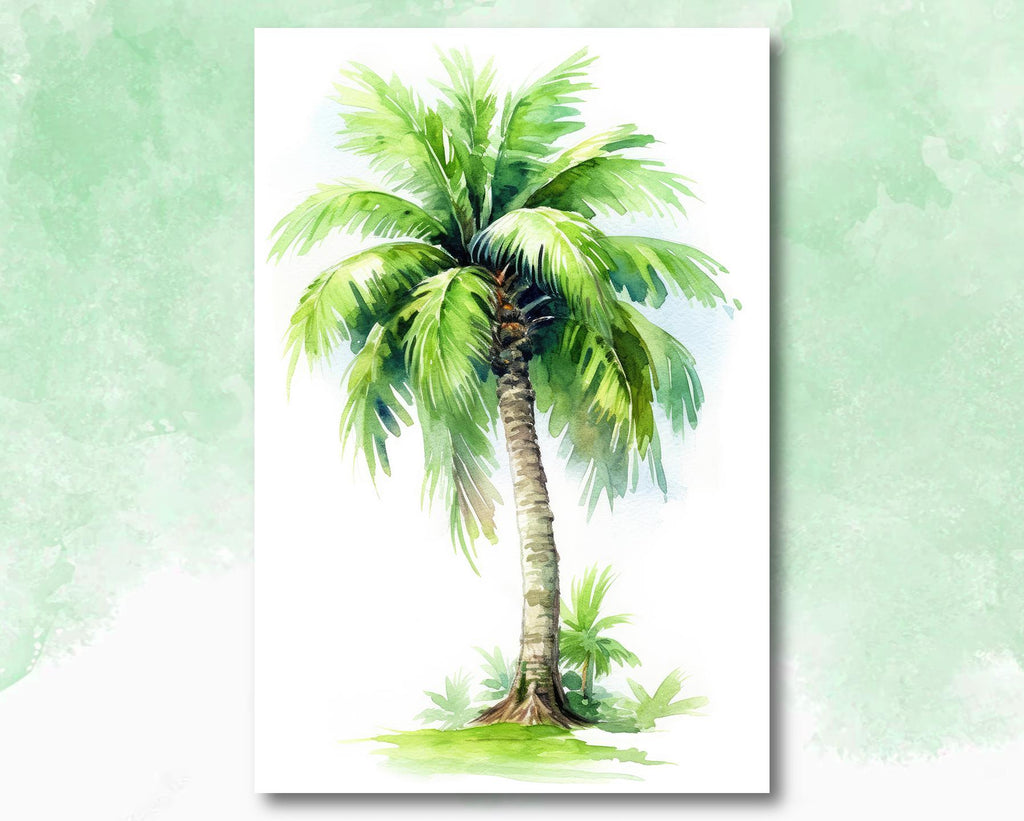 Palm Tree Botanical Art Prints Coastal Wall Art Watercolor Nature Inspired Island Summer Gift Beach House Decor