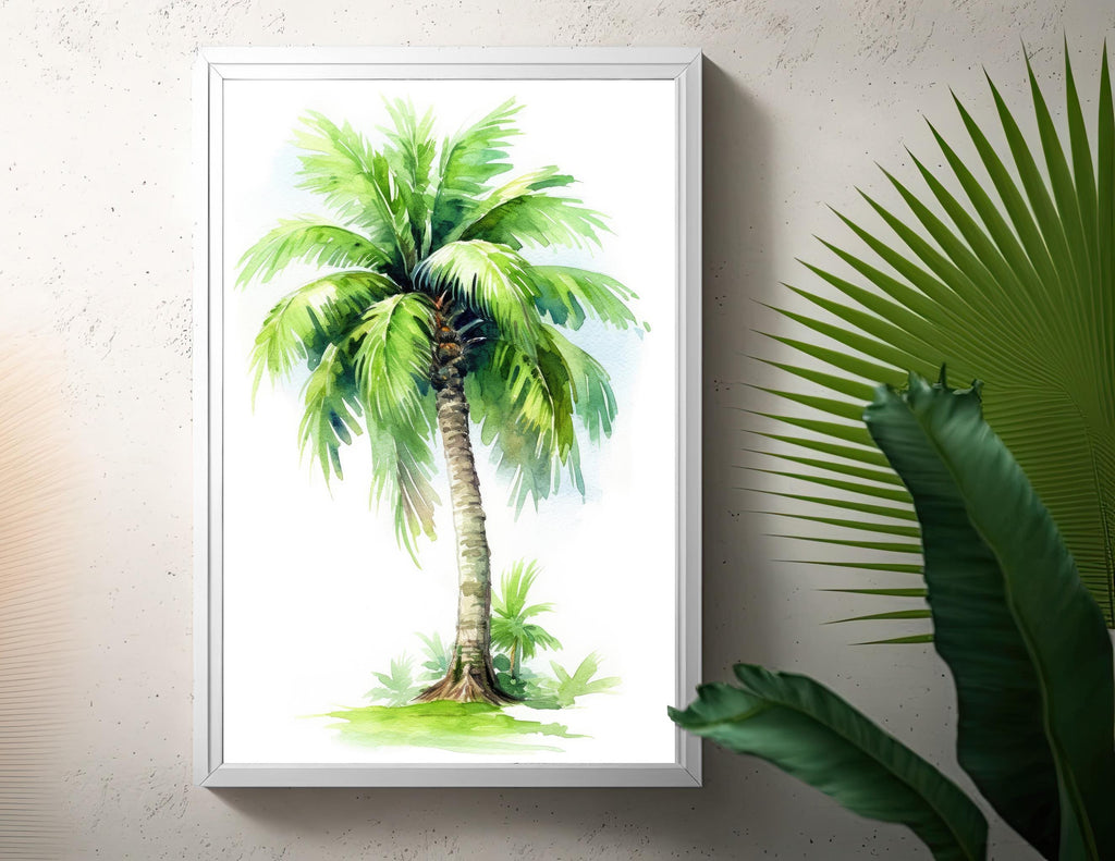 Palm Tree Botanical Art Prints Coastal Wall Art Watercolor Nature Inspired Island Summer Gift Beach House Decor