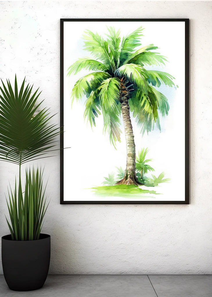 Palm Tree Botanical Art Prints Coastal Wall Art Watercolor Nature Inspired Island Summer Gift Beach House Decor