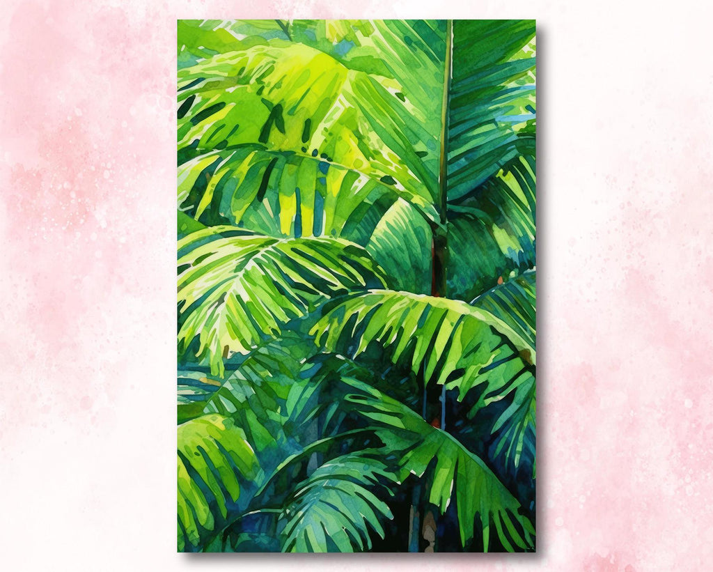 Palm Tree Fronds Botanical Art Prints Coastal Wall Art Watercolor Nature Inspired Island Summer Gift Beach House Decor