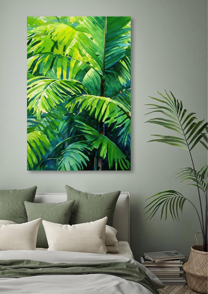 Palm Tree Fronds Botanical Art Prints Coastal Wall Art Watercolor Nature Inspired Island Summer Gift Beach House Decor