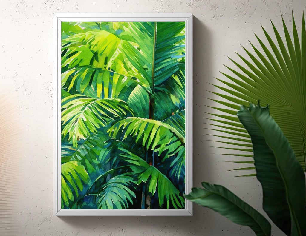 Palm Tree Fronds Botanical Art Prints Coastal Wall Art Watercolor Nature Inspired Island Summer Gift Beach House Decor