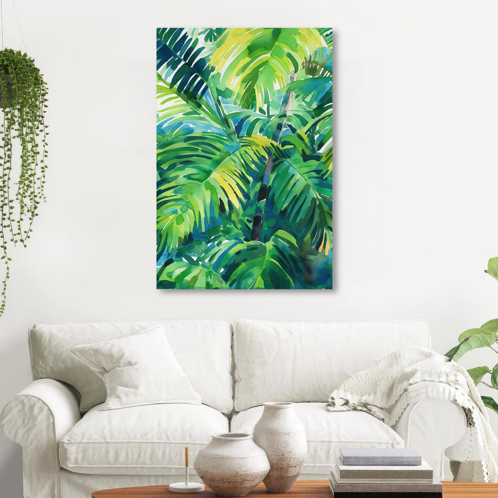 Palm Tree Fronds Botanical Art Prints Coastal Wall Art Watercolor Nature Inspired Island Summer Gift Beach House Decor