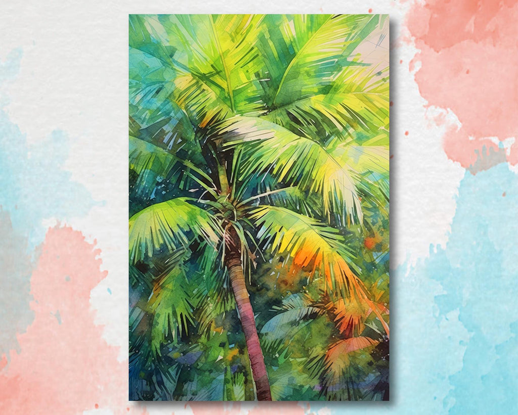 Palm Tree Fronds Botanical Art Prints Coastal Wall Art Watercolor Nature Inspired Island Summer Gift Beach House Decor