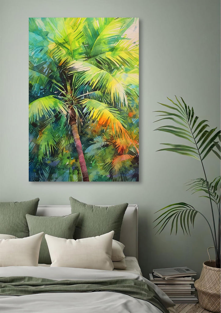 Palm Tree Fronds Botanical Art Prints Coastal Wall Art Watercolor Nature Inspired Island Summer Gift Beach House Decor