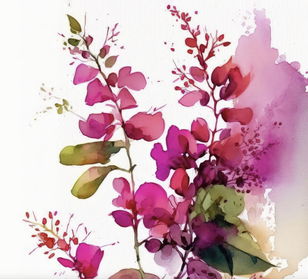 Bougainvillea Vines Watercolor Painting Floral Print Mediterranean Botanical Wall Art Magenta Tropical Flowers Gift Nature Inspired Decor