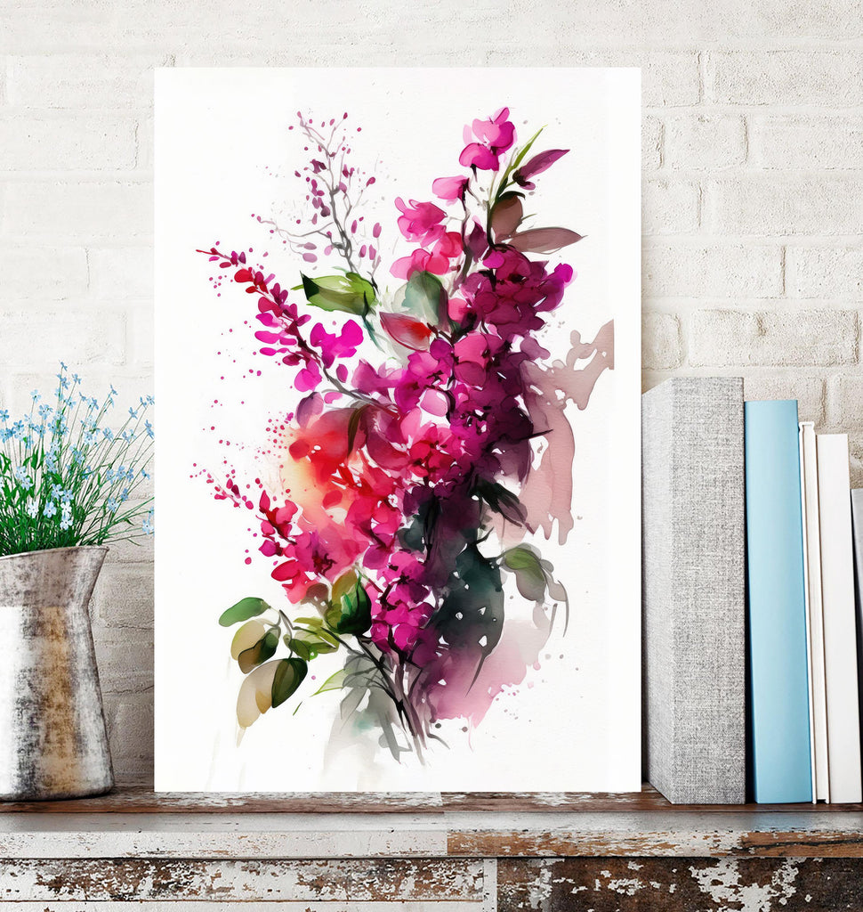 Bougainvillea Vines Watercolor Painting Floral Print Mediterranean Botanical Wall Art Magenta Tropical Flowers Gift Nature Inspired Decor