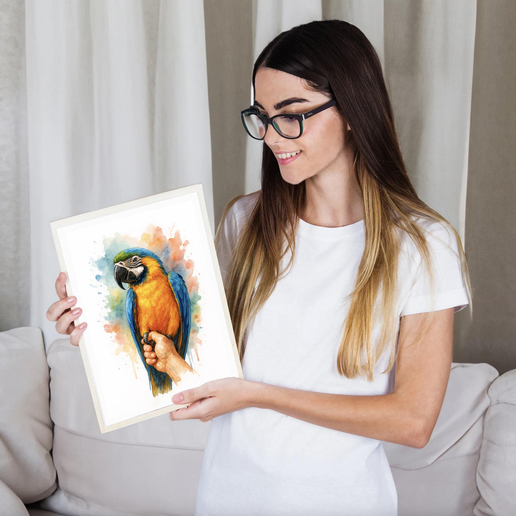 Personalized Parrot Pet Portrait Watercolor from Photo, Custom Bird Memorial Print, Unique Animal Wall Art Home Decor Gift for Bird Lovers