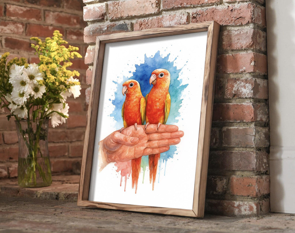 Personalized Parrot Pet Portrait Watercolor from Photo, Custom Bird Memorial Print, Unique Animal Wall Art Home Decor Gift for Bird Lovers
