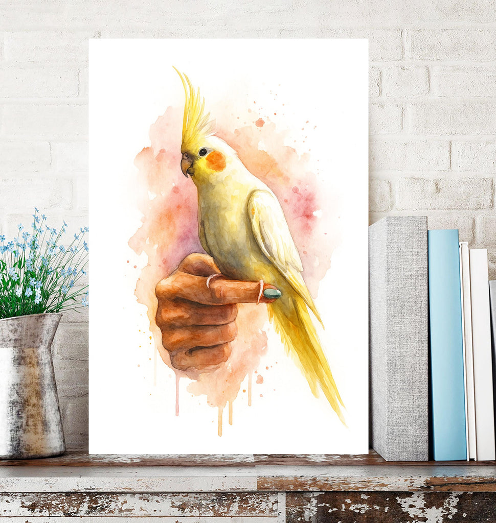 Personalized Parrot Pet Portrait Watercolor from Photo, Custom Bird Memorial Print, Unique Animal Wall Art Home Decor Gift for Bird Lovers