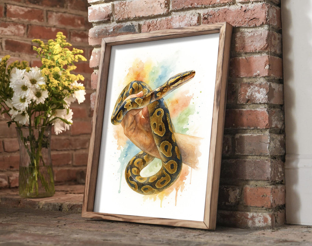 Personalized Reptile Pet Portrait from Photo, Custom Snake or Lizard Watercolor Art, Bearded Dragon Wall Print, Unique Exotic Animal Gift